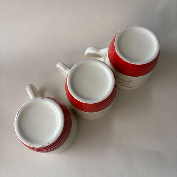 Set of 3 Vintage Red + Gold Punch Mugs - Picture 6 of 8